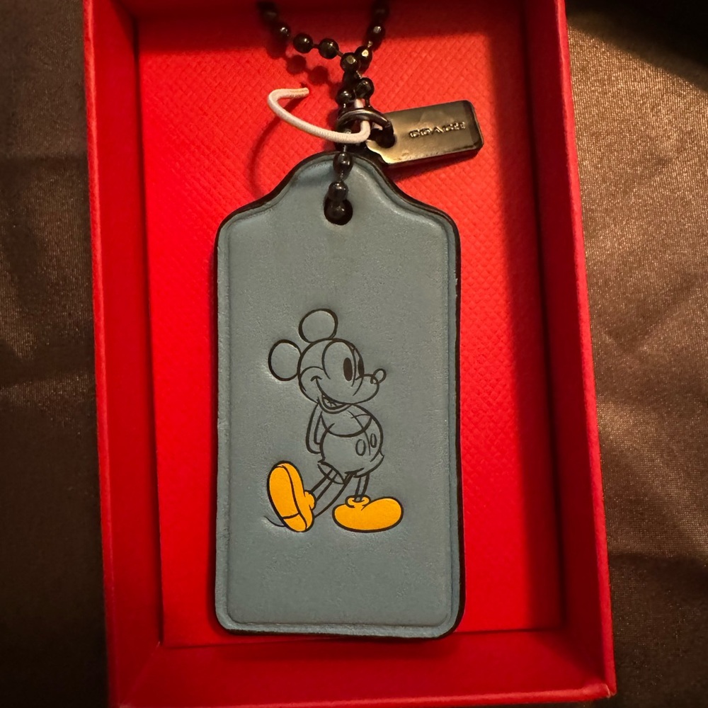 Rare Disney x Coach Mickey Mouse Blue Luggage Tag